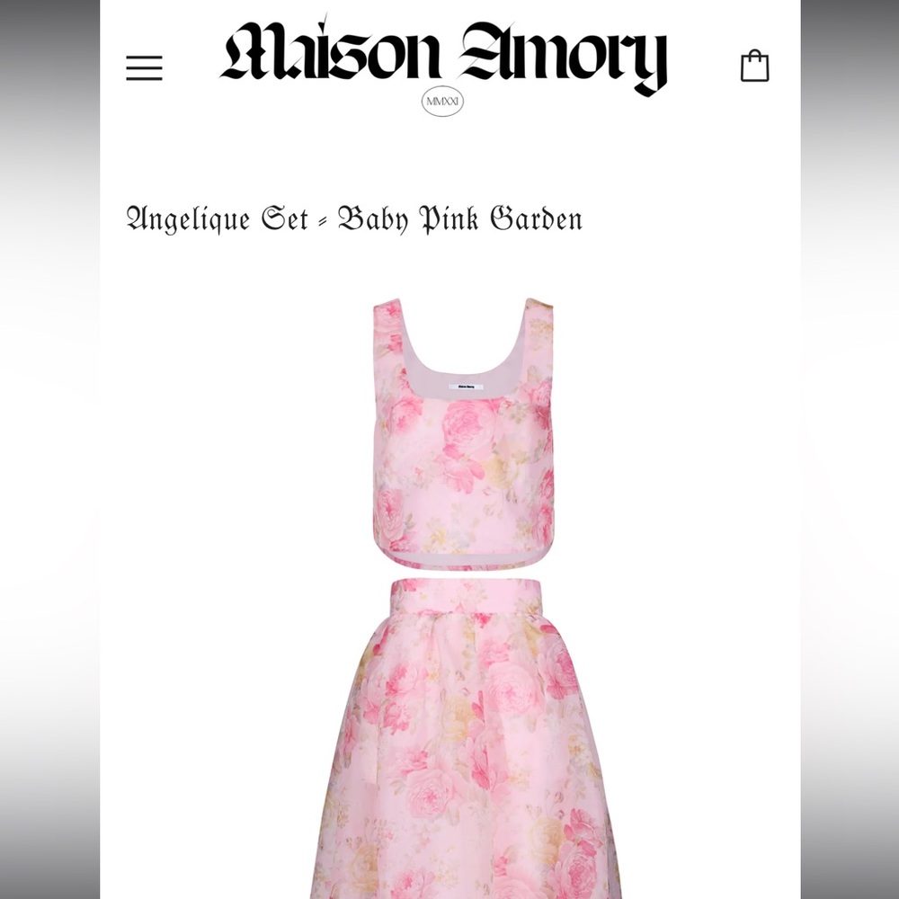 Angelique Set Midi Dress in Baby Pink Garden